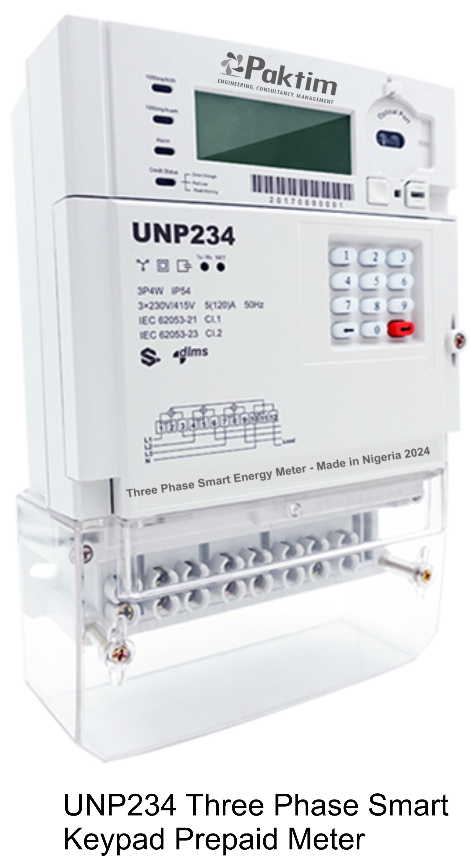 UNP234 Three Phase Smart Keypad Prepaid Meter